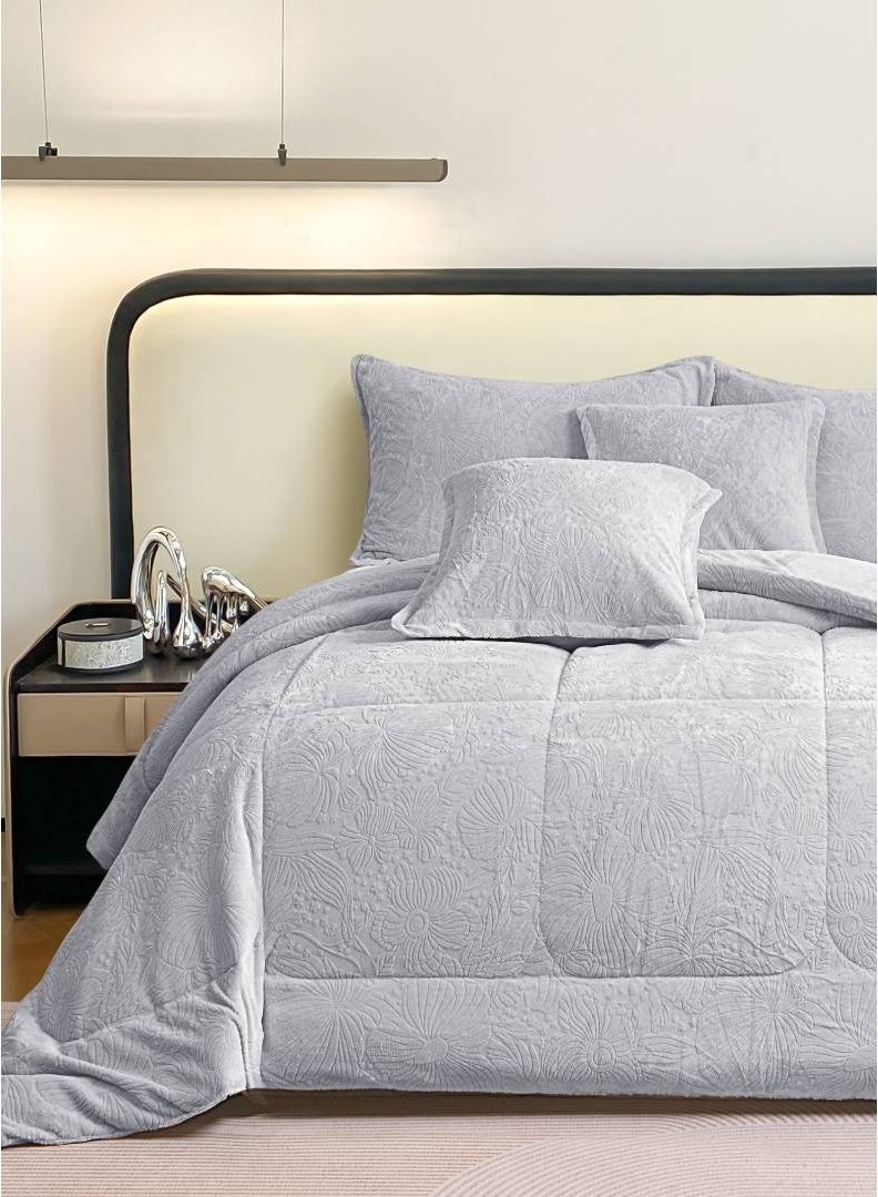 ODS 6-Piece King Size Jacquard Comforter Set – Soft High-Density Fabric, Warm & Skin-Friendly, Includes Comforter, Fitted Sheet, Pillowcases & Cushion Covers - Image 2